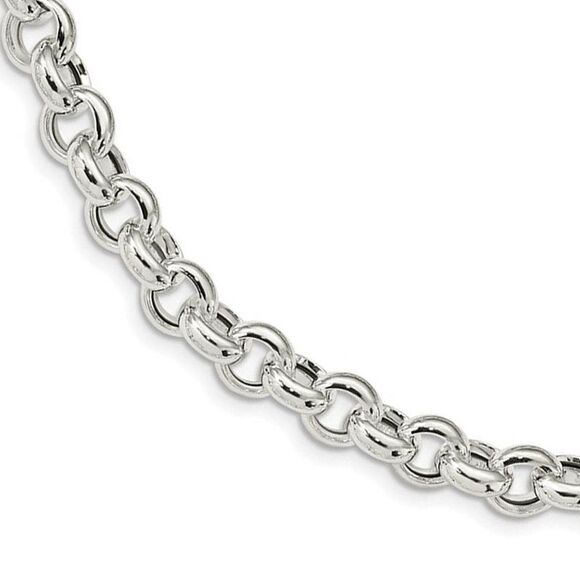 10mm Sterling Silver Hollow Rolo Chain Necklace, 24 Inch - Picture 1 of 7